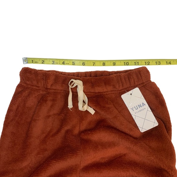 Yuna Fashion Fleece Drawstring Cozy Lounge Pants Size Small Medium Burnt Orange - Picture 10 of 15